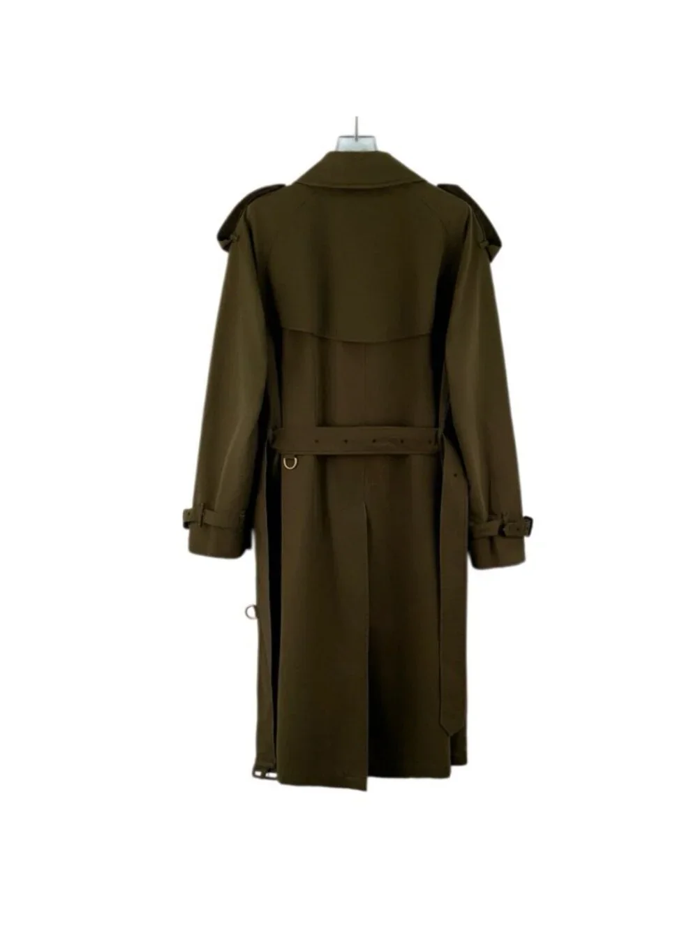 Burberry Dark Green Cotton Double-Breasted Belted Trench Coat - Picture 2 of 7